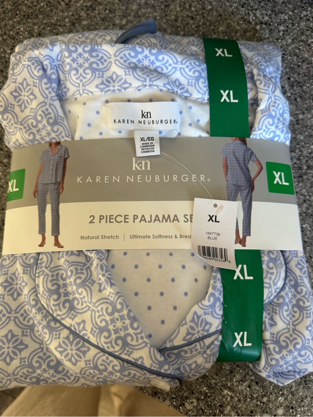 Karen Neuburger Girls Blue and White 2-Piece Pajama Set
